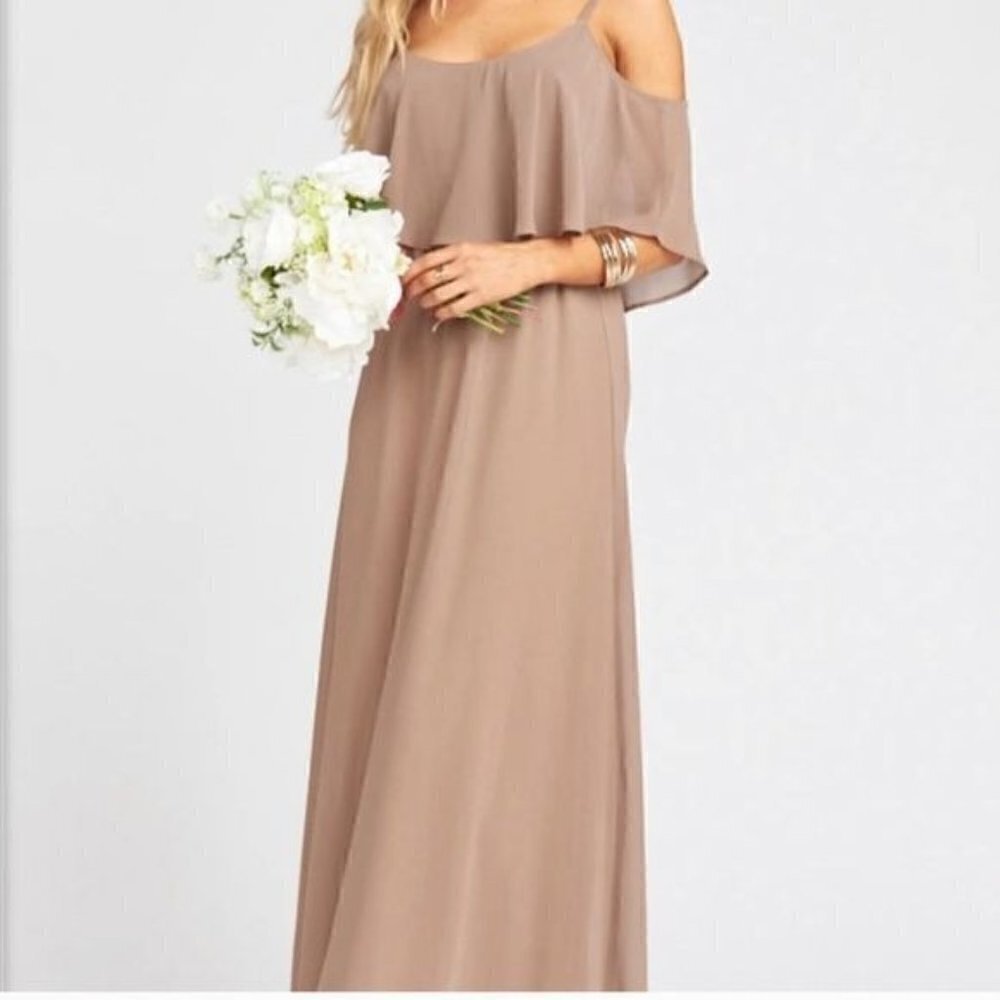 SMYM Caitlin Ruffle Maxi Dress in Dune Chiffon
